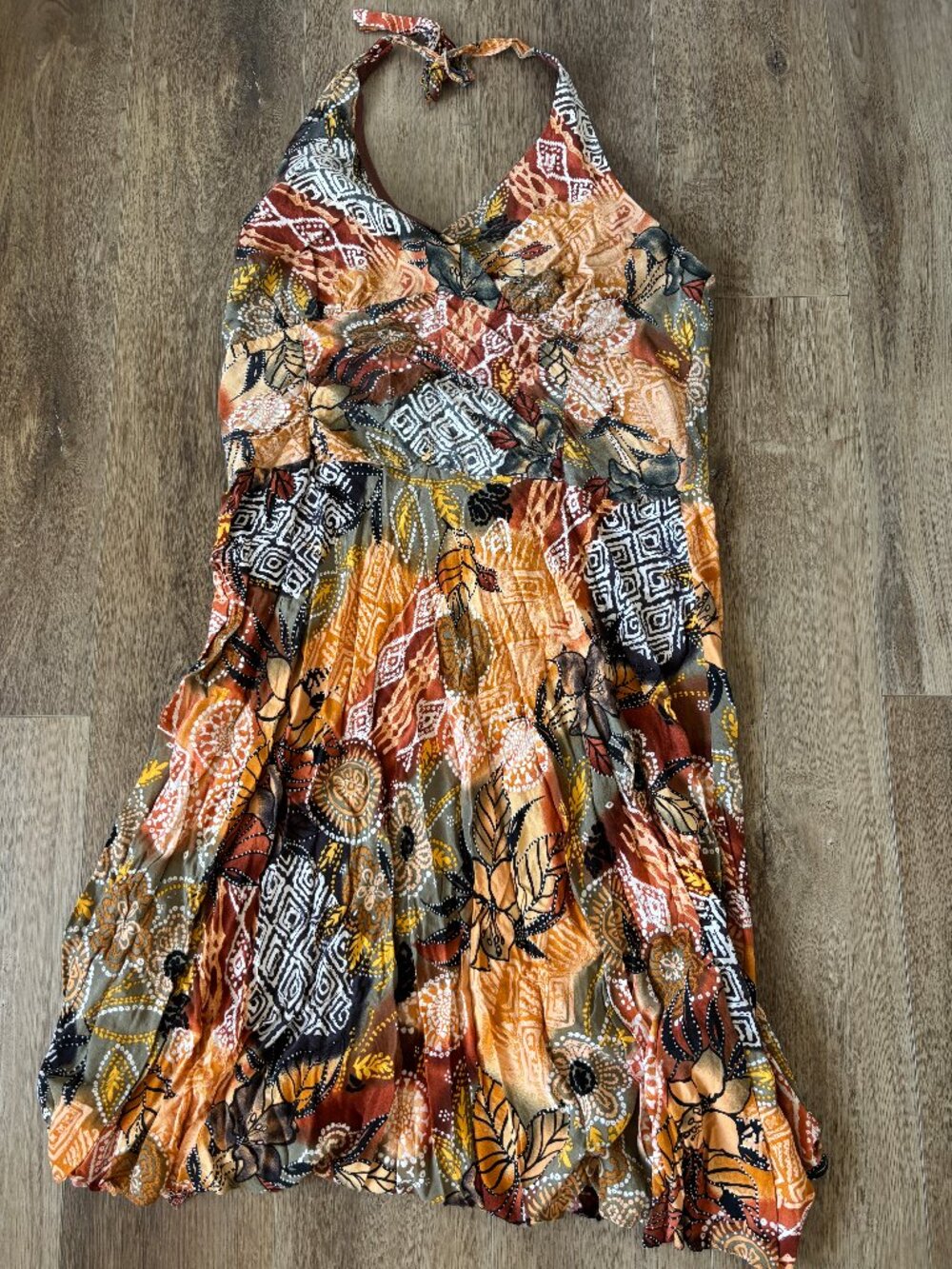 Studio 1940 Brown Printed Y2K Halter Dress - Size 16